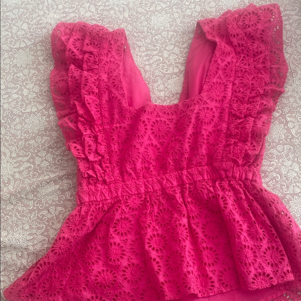 J Crew Pink Ruffle Top - Picture 5 of 5